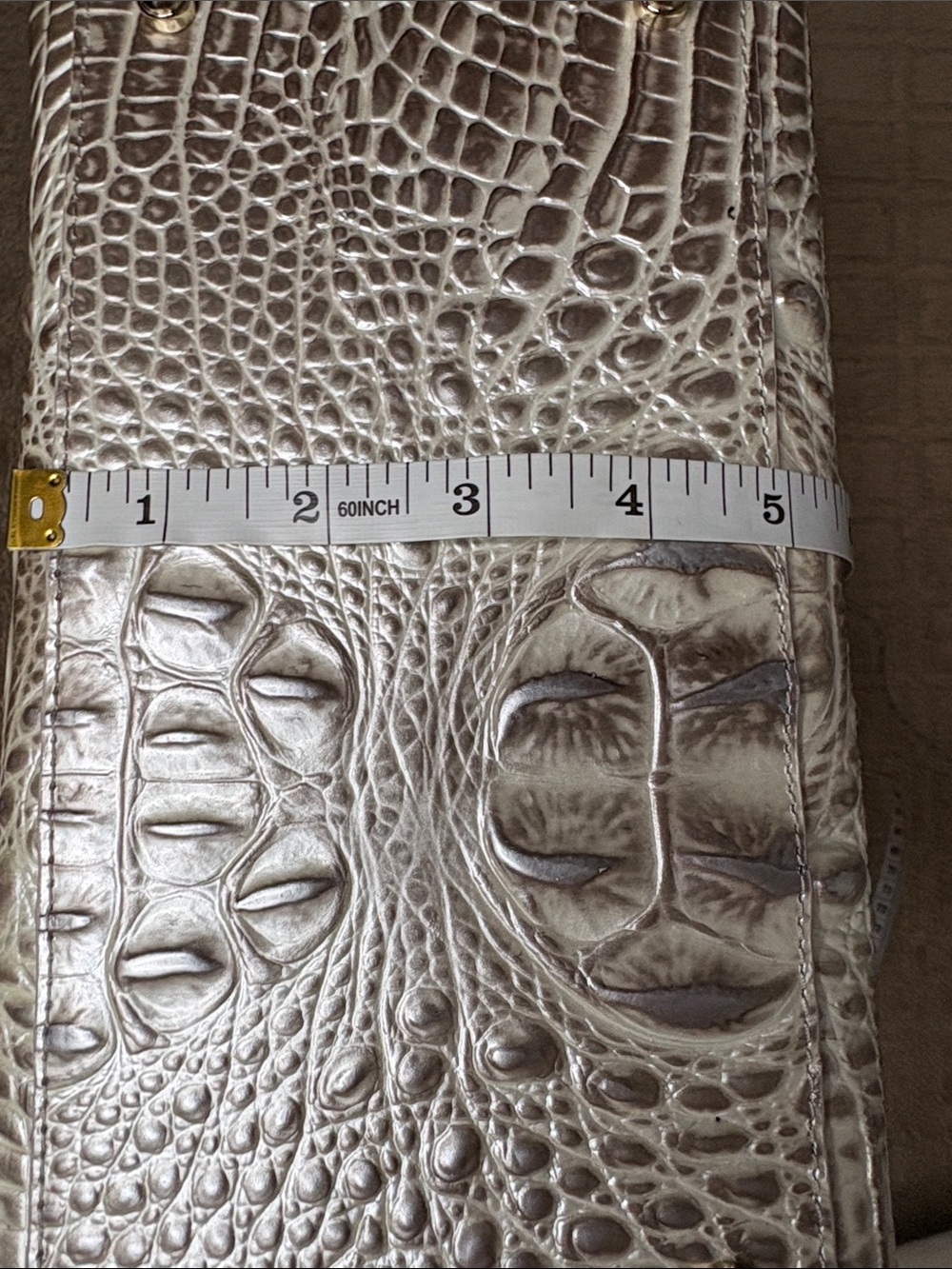 Brahmin Small Caroline Satchel in Pristine Croc-Embossed Leather Tote - Picture 6 of 12